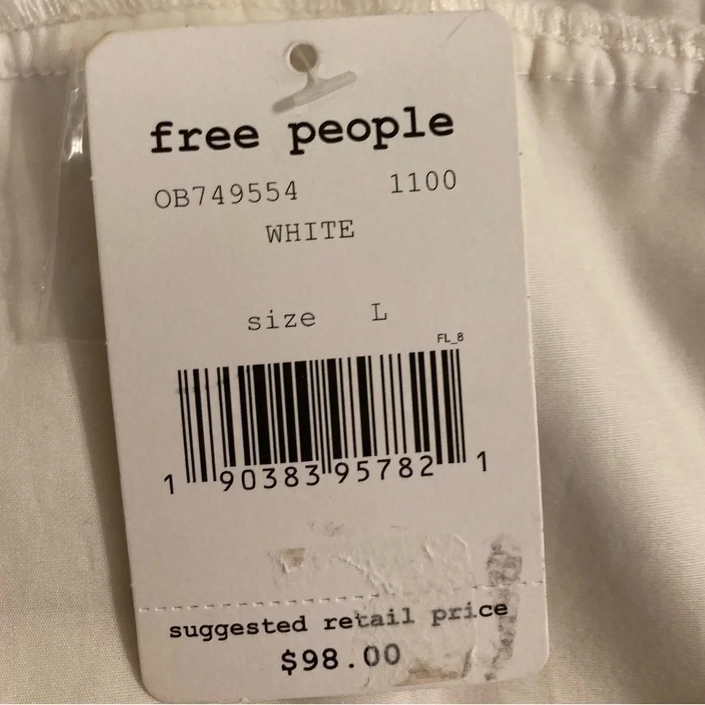 Free People Women Half Moon Crochet Ruffle Embroidered Dress In White Sz Large